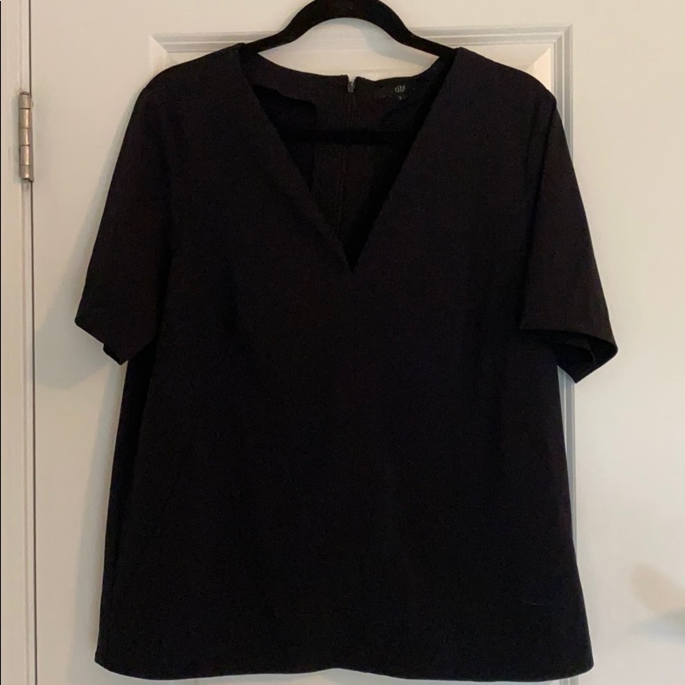 Tibi short sleeve black top